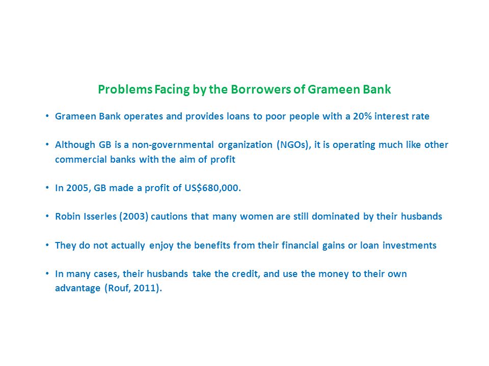 Advantages and disadvantages of grameen bank